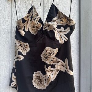 Banana Republic Factory Black and Tan Asymmetrical Bustier Camisole